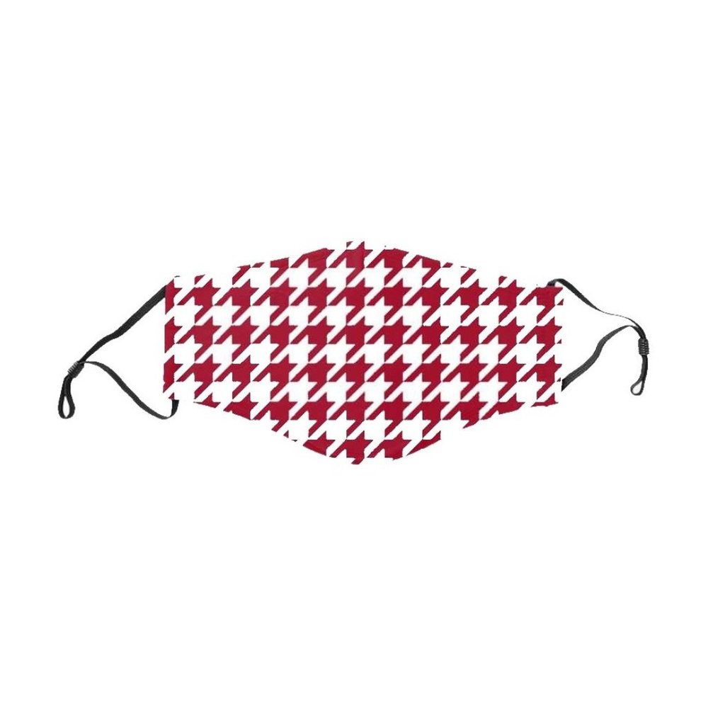 Crimson Houndstooth Face Mask